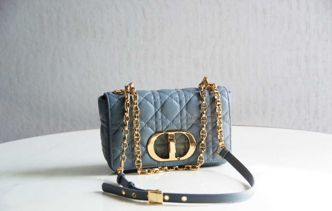 Small Dior Caro Bag Sky Blue Supple Cannage Calfskin